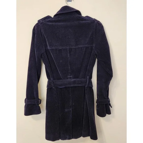 Gap Corduroy Trench Coat Small Deep Purple Vintage Y2K Academia Indie Classic - Picture 3 of 9